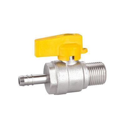 บอลวาล์วแก๊สทองเหลืองเรียบพร้อมขั้วต่อท่อ X ชาย PTFE ซีลวาล์ว
