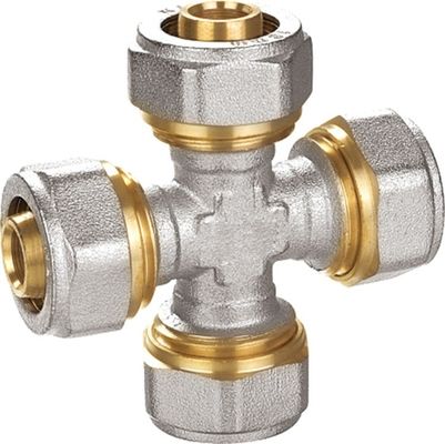 ผงทราย นิเคิลเคลือบทองแดง Pex-al-pex Fitting PF5010 กว้างเท่ากัน 4 ทาง สําหรับเทคนิคการแปรรูป