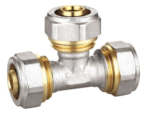 PF5006 ข้อต่อท่อทีเท่ากับ, ทองเหลือง Pex Al Pex ฟิตติ้ง ISO228/1 เกลียว