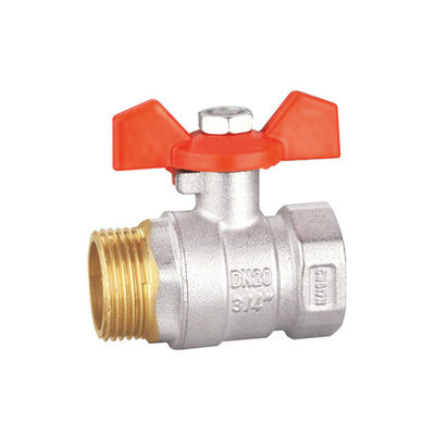 บอลวาล์วทองเหลือง 1 นิ้วเกลียว BV1031-MF ฟอร์จทองเหลืองผิว Boby Nickel
