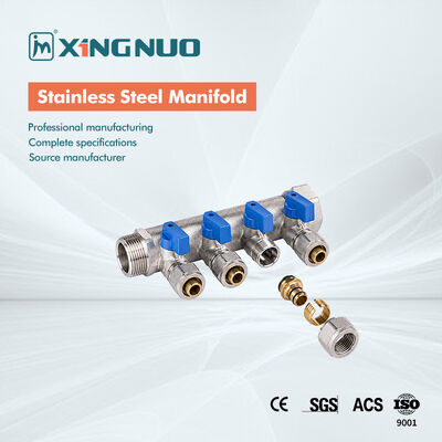 4 จำนวนพอร์ตทองเหลือง Manifold เกลียวประเภทการเชื่อมต่อนิ้วขนาด 3 ควอเตอร์คูณ 16 2 3 ควอเตอร์คูณ 16 3 3 ควอเตอร์คูณ 16 4 ทนทาน